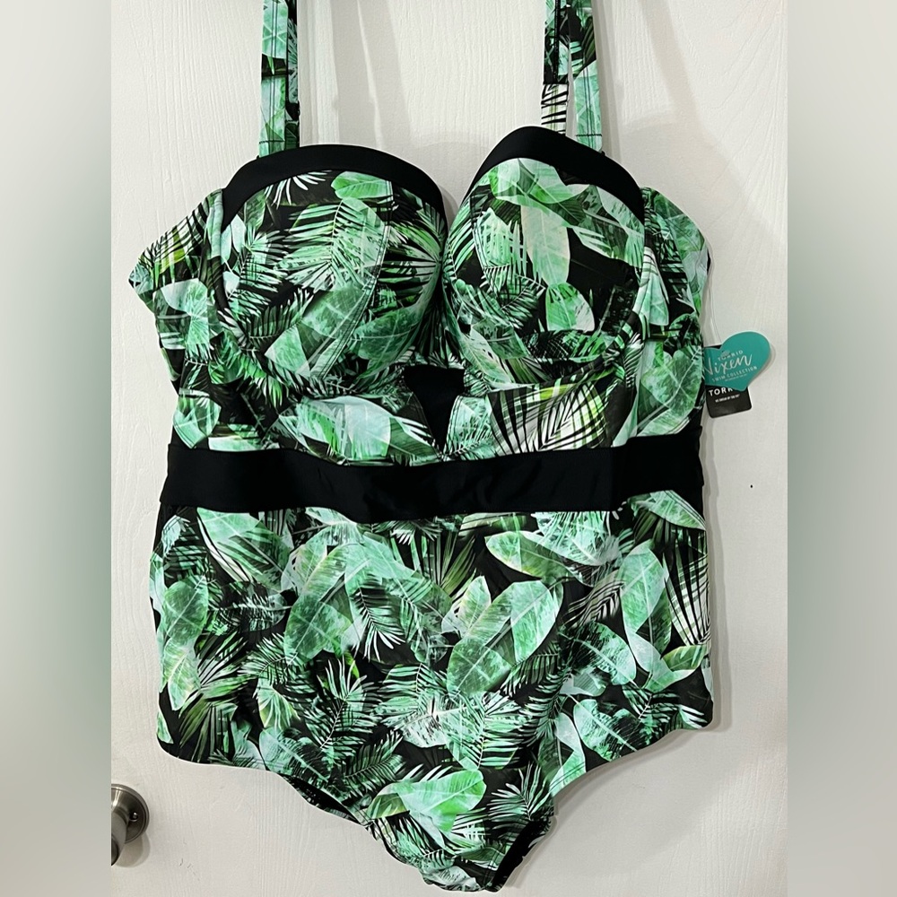 Torrid Palm Mesh Cutout Vixen One Piece Swimsuit 6x